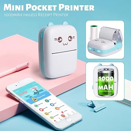 Mini Portable Bluetooth Pocket Thermal Printer With Therming Paper - My Store