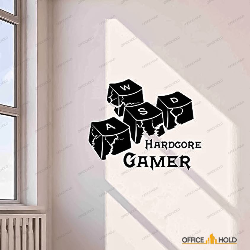 Hardcore Gamer WASD Keyboard Keys Gamer Room Sign (hg02)